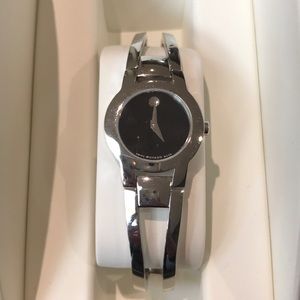 Movado silver bangle watch